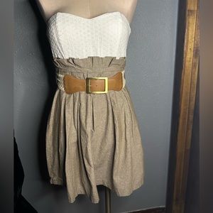 A’gaci Lace Two Tone Dress With Belt